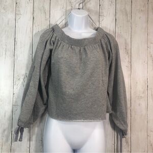 Romeo & Juliet Couture Off Shoulder Crop Sweatshirt Lace Up Sleeves NWT Small